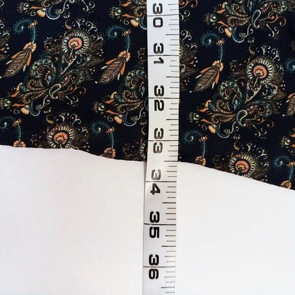 DR2 Paisley Shift Dress Women Size Medium Navy Blue Preppy Academia Boho - Picture 7 of 9